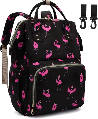 Vista 11 de Mochila para pañales para bebé, mochila de gran capacidad, impermeable, para maternidad, viajes, con correas para cochecito, Gato, Classic
