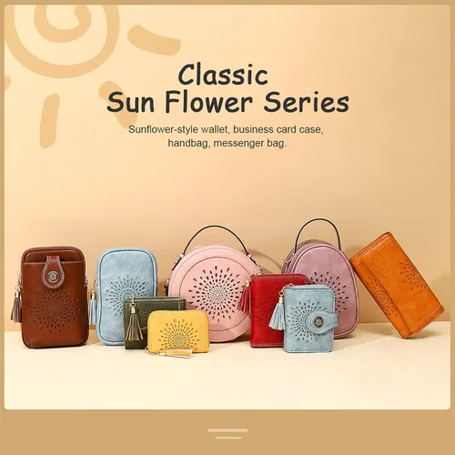 Vista 7 de APHISON RFID - Porta tarjeta de crédito con cremallera carteras pequeñas para mujer en cuero estilo girasol para mujer y niña caja de regalo 1927