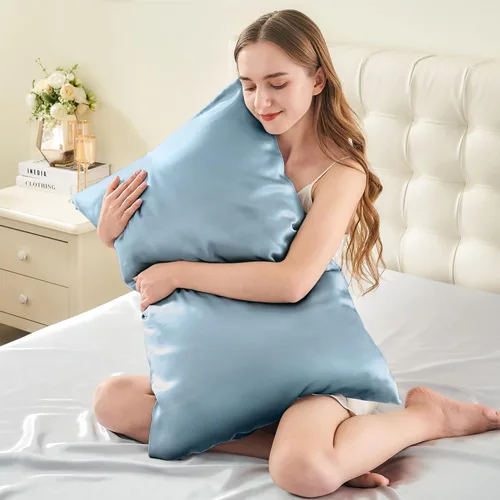Vista 3 de INFIIXSO Funda de almohada de seda de morera, para cabello y piel, tamaño estándar, cremallera oculta, 20 x 26 pulgadas, suave y refrescante