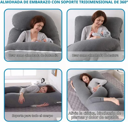 Vista 5 de Victostar almohada para embarazo, almohada de maternidad en forma de U de 57 pulgadas con funda extraíble, almohada de cuerpo completo, soporte
