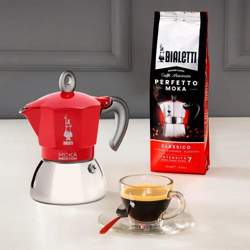 Vista 4 de Bialetti - Moka Induction, Olla Moka, apta para todo tipo de placas, 6 tazas de café expreso (9.4 onzas), rojo