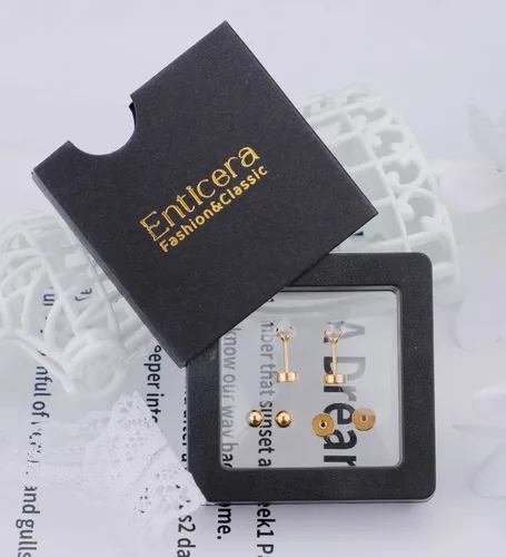 Vista 3 de Enticera G23 Aretes de Titanio 5A+Circonita Cúbica Aretes de Botón con Parte Trasera Plana Aretes Hipoalergénicos de Oro 14K Aretes 2-5MM