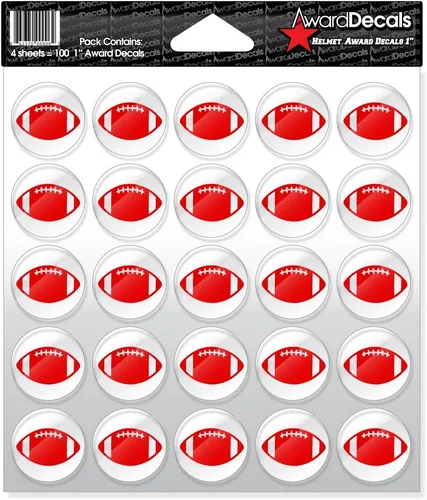 Vista 2 de Award Decals Juego de calcomanías de fútbol (negro sobre transparente) (100 calcomanías de 1 pulgada), calcomanías originales Award Decals Premium