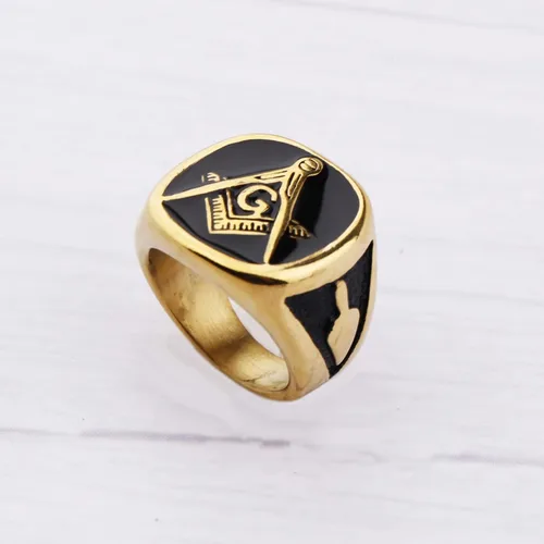 Vista 5 de Anillos de motociclista masónico con diseño masónico de maestro masón, joyería estilo sello masónico, joyería con sello masónico, Metal