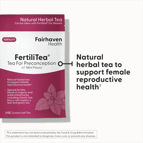Vista 2 de Fertilitea: té de fertilidad orgánico, 60 porciones, contiene Vitex