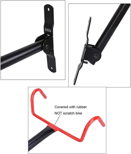 Vista 3 de Dirza Soporte de pared para bicicleta, plegable, para almacenamiento de bicicletas, soporte horizontal para bicicleta, gancho para garaje, cobertizo