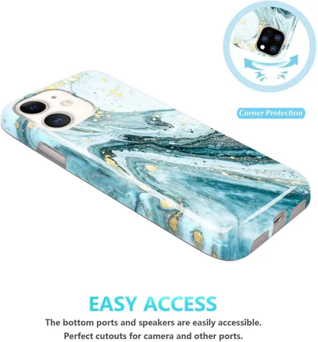 Vista 5 de Funda compatible con iPhone 11, diseño de mármol con purpurina dorada, delgada, a prueba de golpes, flexible, TPU suave, funda de silicona de goma