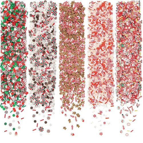 Vista 8 de BBTO 250 Gramos de Polvo de Chocolate Falso Navideño, Polímeros Pequeños de Arcilla, Adornos de Polímero de Navidad, Arcilla Suave para DIY, Adornos