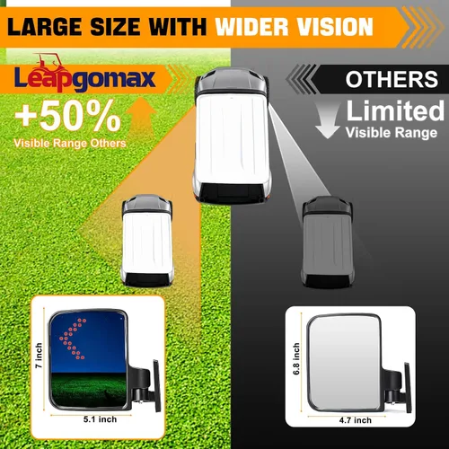 Vista 4 de Espejos laterales para carrito de golf con luz de señal de giro, espejos retrovisores para Club Car EZGO Yamaha Espejos laterales Carrito de golf