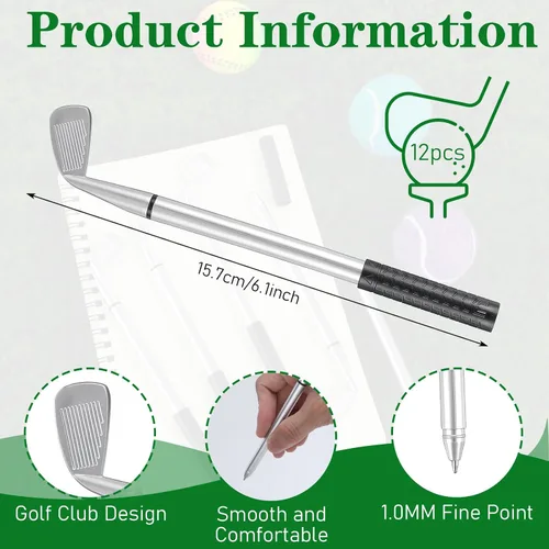 Vista 2 de Abeillo 12 bolígrafos de golf, bolígrafos de golf, divertidos bolígrafos de golf para club, tinta de gel negra para estudiantes, oficina, regalos