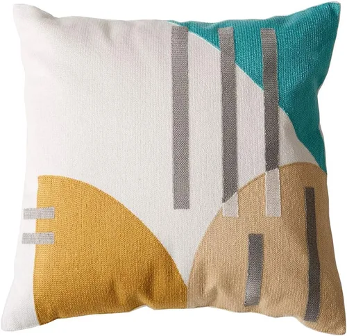 Vista 19 de vctops Funda decorativa para cojín con detalles de penachos geométricos estilo bohemio, funda de almohada cuadrada bordada en algodón para sofá