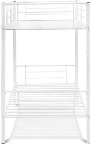 Vista 5 de East West Furniture DAT0WHI Danbury - Litera individual – Dos camas de metal separadas y escalera con tres escalones y barandillas – Litera