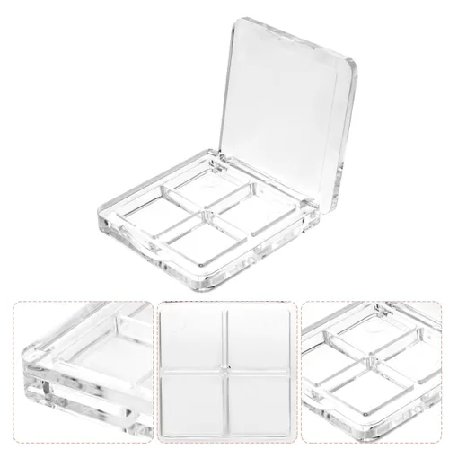 Vista 9 de Beaupretty Paleta de sombra de ojos vacía 4 rejillas sombra de ojos lápiz labial caja de almacenamiento caja de maquillaje transparente DIY