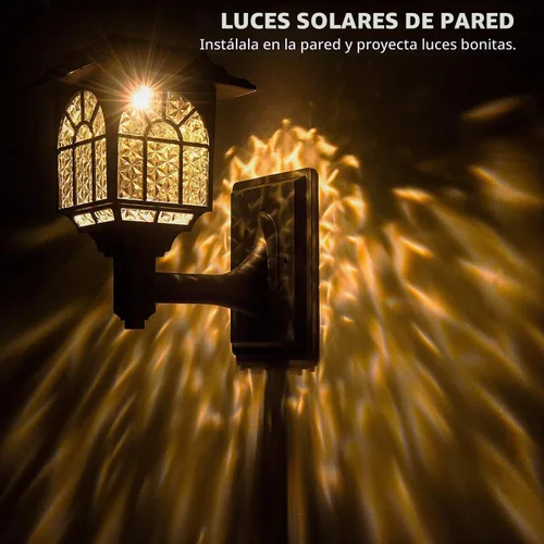 Vista 5 de LeiDrail Luces solares para valla, paquete de 2 luces solares para exteriores, impermeables, luz LED blanca cálida, poste de pared, iluminación