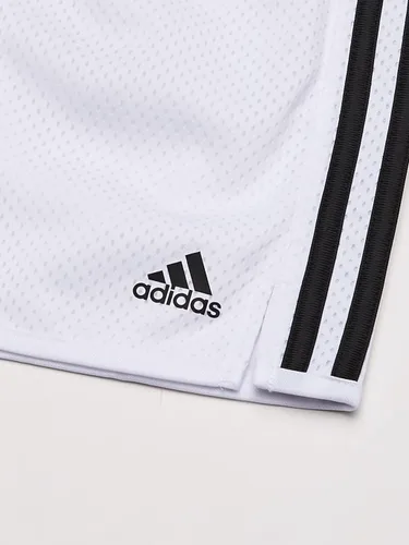Vista 3 de adidas Pantalones cortos de malla para niñas grandes de 5 pulgadas, Blanco