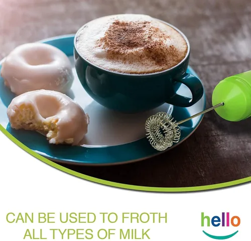 Vista 6 de MATCHA DNA HELLO Espumador de leche – Cabezal doble batidor, máquina de espuma eléctrica de mano con pilas para café a prueba de balas, lattes