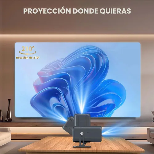 Vista 6 de Mini proyector con WiFi y Bluetooth, soporte para proyector portátil 4k 1080P HD, 250 ANSI, corrección trapezoidal automática, giratorio 180°