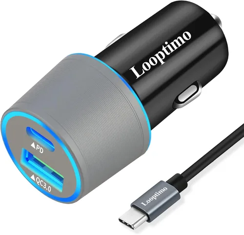 Vista 8 de Adaptador de cargador de coche rápido USB C de 45 W con cable tipo C de 3.3 pies para Google Pixel Android Phone Plug PD/PPS & QC3.0 Cigarette