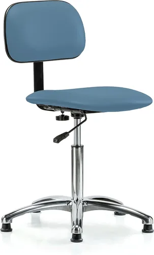 Vista 94 de Perch - Silla de laboratorio cromada con respaldo ajustable, altura del escritorio de 17 a 22 pulgadas, tela negra