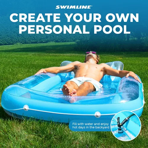 Vista 3 de SWIMLINE Original Suntan Tub Series Classic Inflatable Tanning Float Floating Lounge Personal Tan Pool Hybrid Lounger Adjustable Pillow Fill