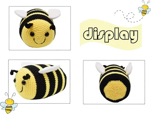 Vista 2 de BABOLI Adorable abejorro de peluche de abejorro mullido con hilo suave de alta calidad, apoyo emocional, juguete de abeja, opción súper maravillosa
