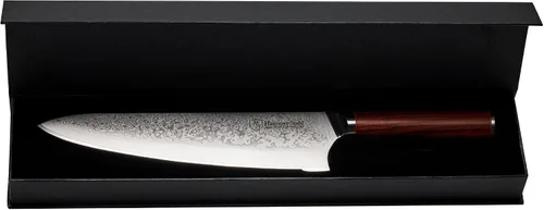 Vista 7 de Hammer Stahl Cuchillo de chef de Damasco de 9 pulgadas Cuchillo de cocina profesional con mango de palisandro Cuchillo de cocina de Damasco