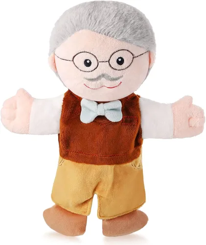 Vista 14 de 1 pieza de marionetas de mano familiares de 12 pulgadas, abuelos, mamá y papá, hermano y hermana, marionetas de mano de peluche para niños, juguetes