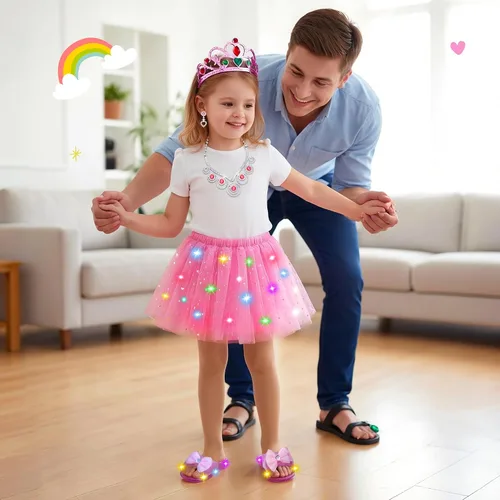 Vista 5 de Meland Princess Dress Up Set for Girl Age 3-6 with Her First Heels & Skirts Iluminado