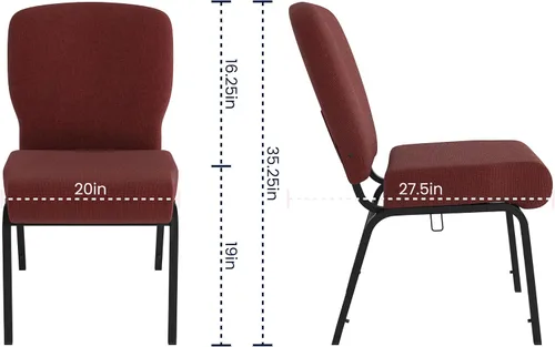 Vista 3 de Flash Furniture Advantage Signature Elite - Silla de iglesia granate, 20 pulgadas de ancho
