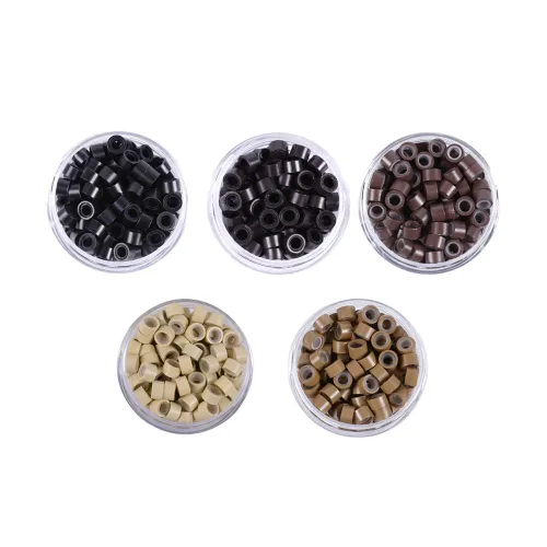 Vista 16 de 200Pcs 4mm Silicone Lined Micro Hair Extensions Beads, Black Negro