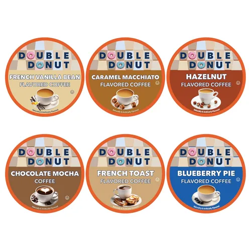 Vista 14 de Double Donut Coffee Cápsulas de Café Half Caff, Cápsulas de Café de Media Cafeína de Porción Individual para Cafeteras Keurig K Cup, Tostado Medio