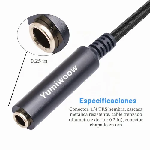 Vista 6 de Cable XLR hembra a hembra de 1/4 de pulgada, cable de audio hembra de 3 pines a enchufe de 0.250 in, conector XLR Jack a TS/TRS adaptador de cuarto