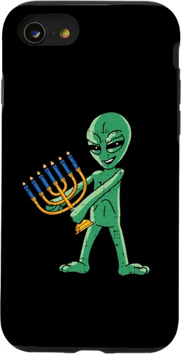 Vista 13 de Funda para iPhone 14 Alien Menorah Hanukkah Star Of David Janukah Jewish Holiday Case