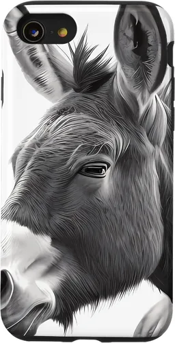 Vista 13 de Funda de retrato blanco y negro burro para iPhone 14