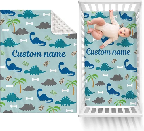 Vista 33 de Manta de bebé de doble capa con nombre personalizado, manta de ropa de cama para niños pequeños con estampado morado personalizado, multiusos