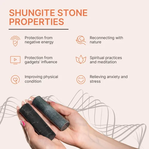 Vista 5 de Karelian Heritage Auténtico juego de armonizadores de shungita y esteatita Cañas egipcias de piedra Cilindros curativos de shungite real juego