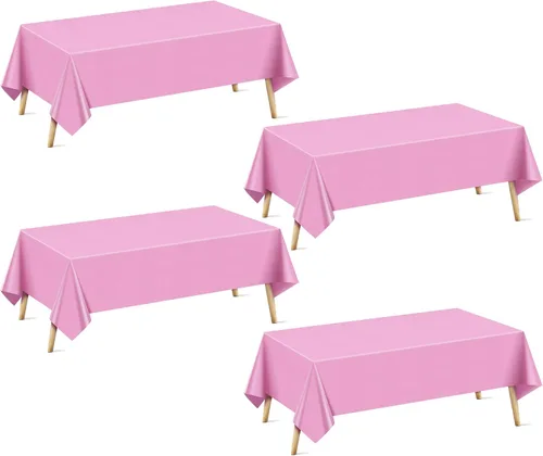 Vista 11 de Just Shimmer Mantel rectangular de 4 piezas, 54 x 72 pulgadas, color liso, impermeable y a prueba de derrames, mantel de fiesta duradero