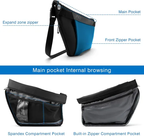 Vista 8 de NIID -FINO - Bolsa compacta EDC 4 mochila cruzada minimalista en el pecho para hombres y mujeres mochila ligera y delgada para uso táctico viajes