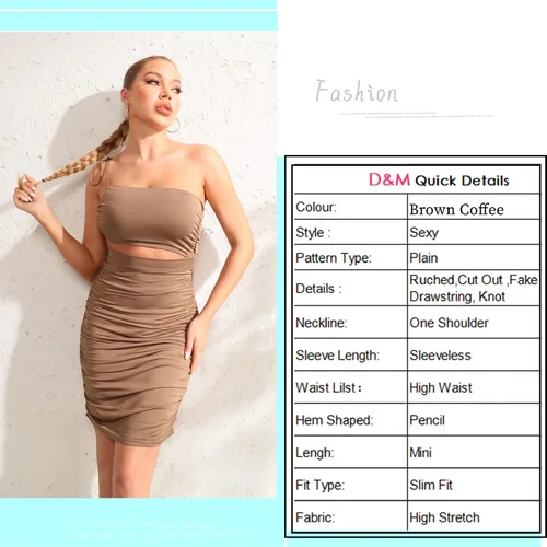 Vista 4 de D&M Vestidos de fiesta de club con tirantes delgados y espalda descubierta, sexy fruncido para mujer