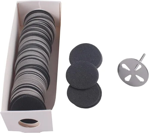 Vista 6 de Brocas de metal para disco de papel de lija de 0.984 in, broca de disco de lija de pedicura Mango 3/32, herramienta eléctrica de lima de pie