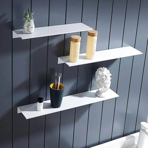 Vista 5 de Estante flotante, estante de pared de metal negro para sala de estar, baño, cocina, dormitorio, estantes de exhibición de 12 pulgadas