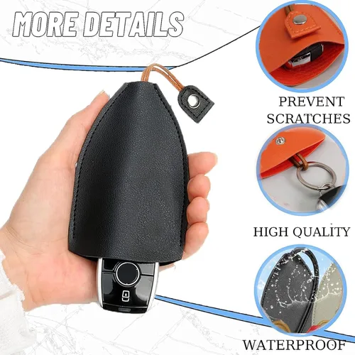 Vista 8 de Funda para llave de coche, 8 piezas, creativa, extraíble, funda de piel sintética, bolsa protectora para llaves de coche de gran capacidad