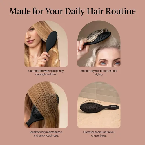 Vista 6 de Kitsch Cepillo desenredante para cabello húmedo y seco, cepillo flexible para mujeres, hombres y niños, cepillo desenredante para cabello rizado