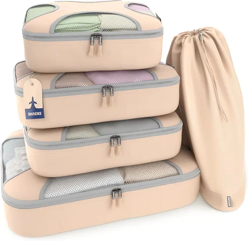Vista 14 de Shacke Juego de 5 cubos de embalaje para viajes con bolsa de lavandería Juego de 5 - Air Black