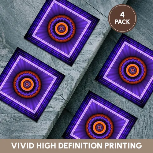 Vista 6 de 3dRose CST_24846_3 Mandala 12 Azul Rojo Oro Brillante Energía Energía Energía Meditación-Cerámica Posavasos Juego de 4