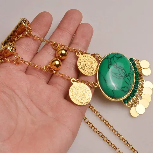 Vista 5 de Moneda de lira turca hecha a mano de 19.7 in de longitud nuevos collares para mujeresniñas joyería árabe tradicional nación Turquía regalos iraquíes