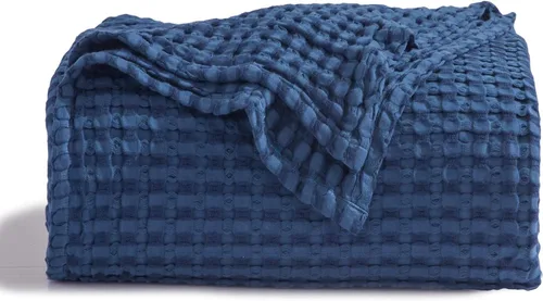 Vista 23 de Bedsure - Manta XL de punto gofre de algodón refrescante - Manta ligera y transpirable de rayón derivado de bambú para personas que se acaloran al