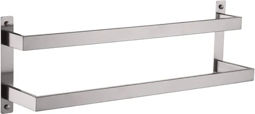 Vista 11 de KOKOSIRI Barras para Toallas de Baño de 2 Niveles Tipo Escalera Dorado Cepillado Rieles para Toallas de 24 Pulgadas Soportes para Toallas Montados