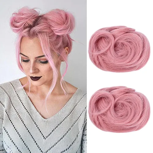Vista 38 de REECHO Space Bun Hair Pieces, 2 piezas de mini clips de garra en moños desordenados y orejas de gato, extensiones de moño de cabello falso HB001