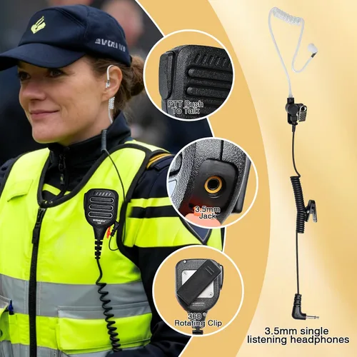Vista 5 de WODASEN Micrófono de altavoz de radio impermeable Walkie Talkie Micrófono de mano para Retevis Ailunce HD1 RT29 RT47 RT47V RT48 RT82 RT83 RT87 NR30